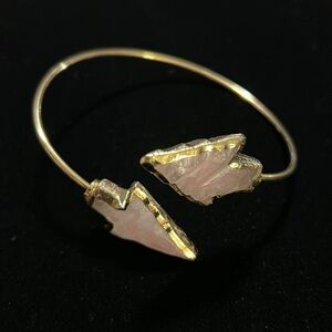 Unique Rose Quartz Arrowheads in a Gold Plated Boho Styled Upper Arm Cuff